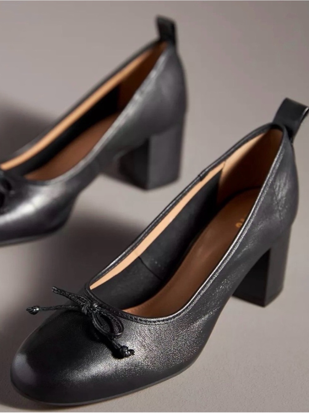 Anthropologie Maeve Black Leather Ballet Style Heels Sz 7